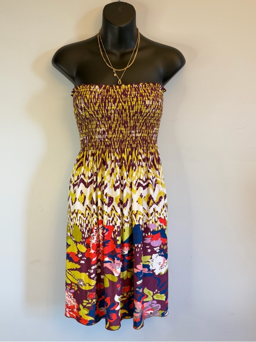 Strapless Floral Smocked Sundress - Multicolor